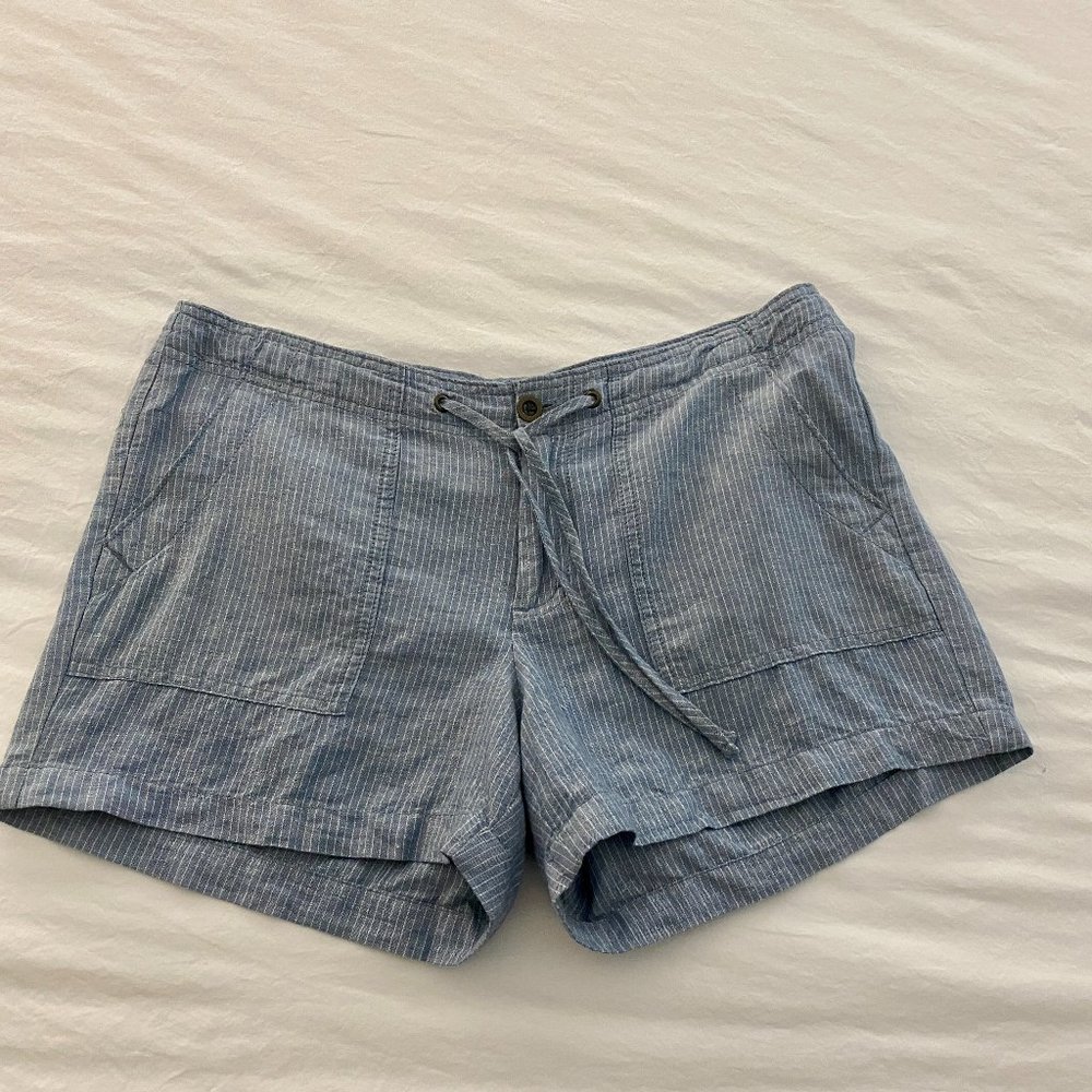GAP FACTORY Shorts - Blue/White - Linen blend - Size: 8 (US)